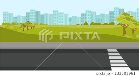 Urban city park green landscape with crosswalk vector 132503961