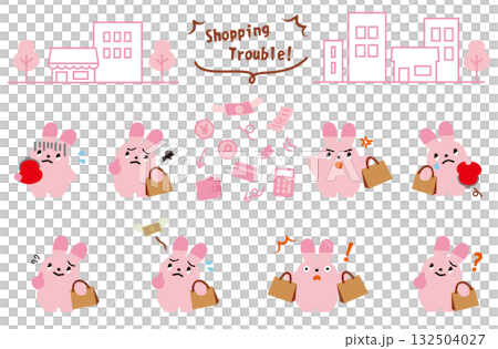 Shopping troubles and reaction rabbit character material set Shopping troubles and reaction rabbit character material set 132504027