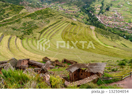 Ancient Inca terraces and ruins at Pisac in the Sacred Valley, Peru Ancient Inca terraces and ruins at Pisac in the Sacred Valley, Peru 132504054