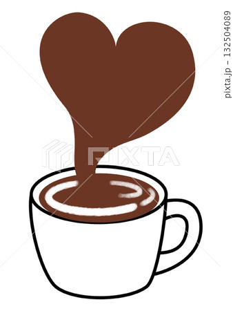 ハート型のゆげがたつコーヒー 132504089