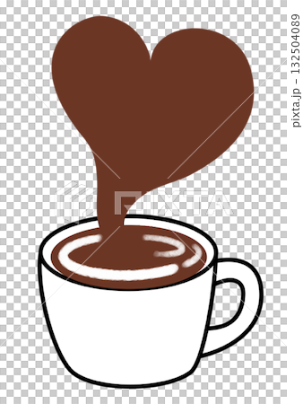 ハート型のゆげがたつコーヒー 132504089