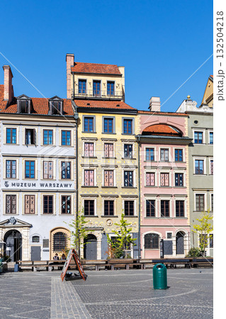 Old Town Market Square with historic buildings portrait format in Warsaw, Poland 132504218