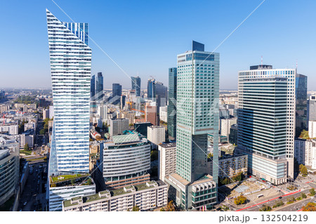 Warsaw skyline skyscraper in downtown real estate in Warsaw, Poland 132504219