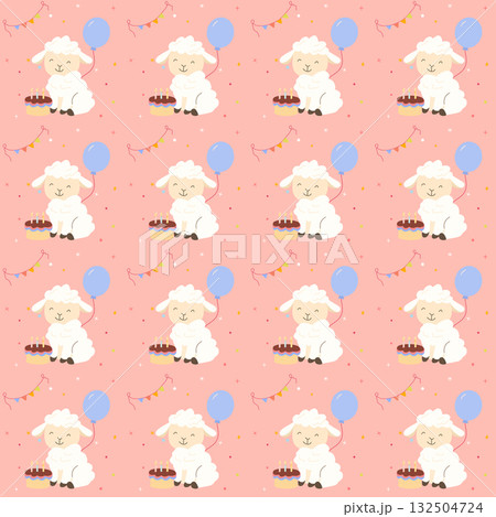 Seamless cute lamb birthday pattern Seamless cute lamb birthday pattern 132504724