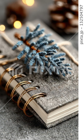 Winter inspiration with a cozy journal setup Winter inspiration with a cozy journal setup 132504797