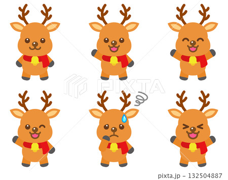 かわいいトナカイのイラスト素材セット 132504887