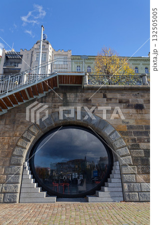 Kobky former storage Cells in embankment walls on the Rasinovo nabrezi by Vltava river on October 26, 2025 in Prague, Czech republic. Kobky former storage Cells in embankment walls on the Rasinovo nabrezi by Vltava river on October 26, 2025 in Prague, Czech republic. 132505005