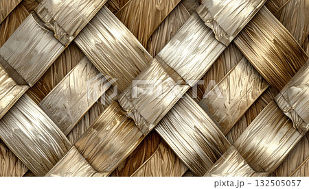 高級感のある木材を編み込んだアジアンテイストのテクスチャ背景 高級感のある木材を編み込んだアジアンテイストのテクスチャ背景 132505057