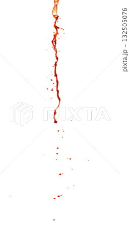 Photograph capturing a dramatic blood splash on a clean white background. Photograph capturing a dramatic blood splash on a clean white background. 132505076