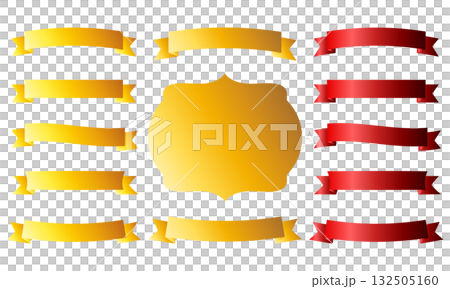 金色和紅色絲帶和標籤套裝_漸變裝飾材料 金色和紅色絲帶和標籤套裝_漸變裝飾材料 132505160