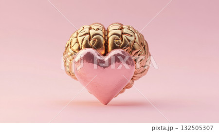 Symbolic Brain and Heart Concept for Logic and Emotion Balance Symbolic Brain and Heart Concept for Logic and Emotion Balance 132505307