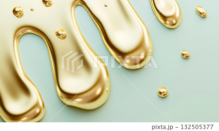 Dripping Liquid Gold on Pastel Green Background Dripping Liquid Gold on Pastel Green Background 132505377