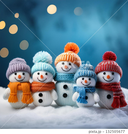 Charming Knitted Snowmen in Winter Wonderland Charming Knitted Snowmen in Winter Wonderland 132505677