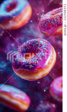 Galaxy-Themed Donuts with Pink Frosting and Sprinkles Galaxy-Themed Donuts with Pink Frosting and Sprinkles 132506351