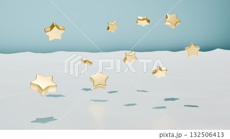 降り注ぐ金色の星　青背景 132506413