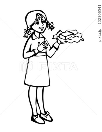 Vector illustration of a girl holding the butter 132506541