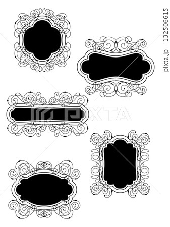 Set of line curl frames. Modern decorative linear backgrounds. 132506615