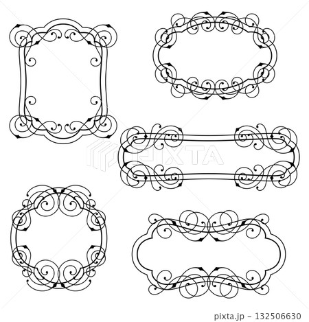 Set of line curl frames. Modern decorative linear backgrounds. 132506630