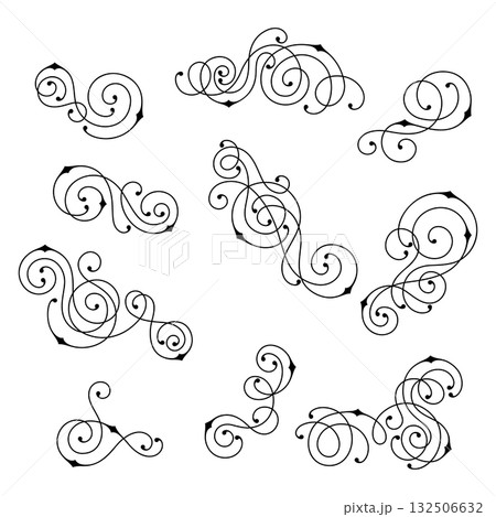 Set of line curl elements. Modern decorative linear vignettes. Set of line curl elements. Modern decorative linear vignettes. 132506632
