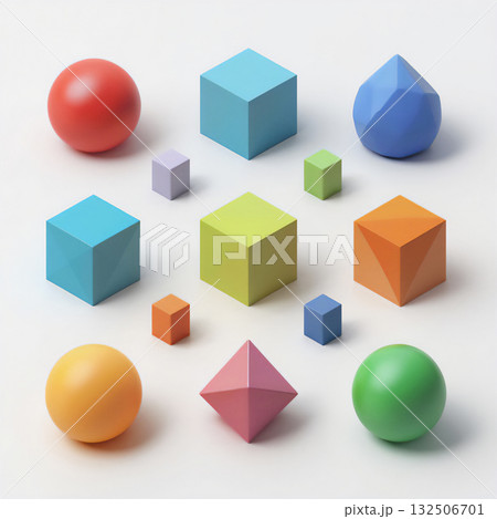 An abstract composition of primitive volumetric figures with smooth surfaces. An abstract composition of primitive volumetric figures with smooth surfaces. 132506701