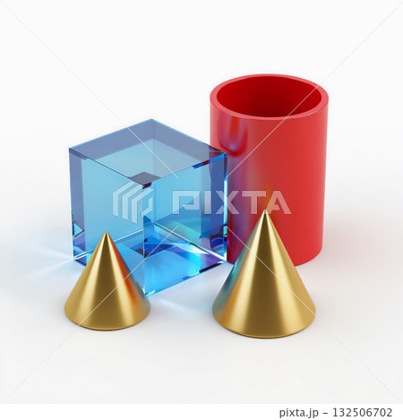 An abstract composition of primitive volumetric figures with smooth surfaces. An abstract composition of primitive volumetric figures with smooth surfaces. 132506702
