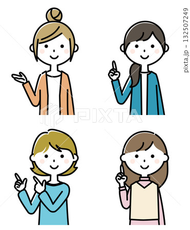 案内をする若い女性のイラストセット 132507249