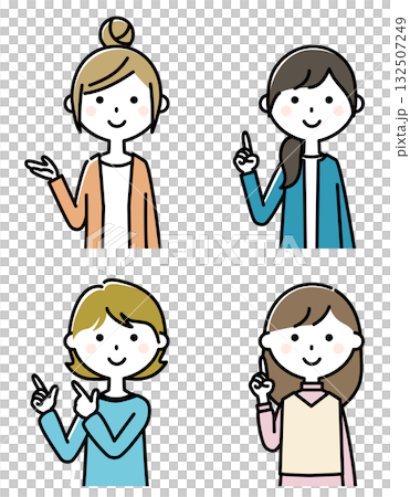 案内をする若い女性のイラストセット 132507249