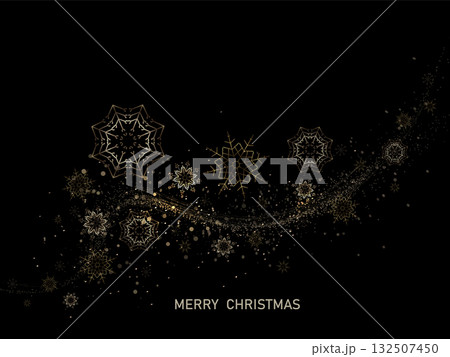 Merry Christmas. Isolated garland with golden snowflakes Merry Christmas. Isolated garland with golden snowflakes 132507450