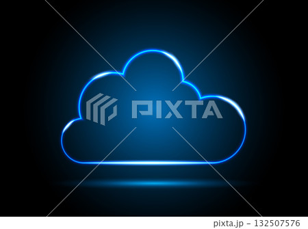 Neon digital cloud icon on a black and blue...のイラスト素材 [132507576] - PIXTA