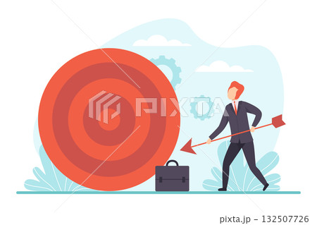 Man Character Working Process Busy at Workplace Vector Illustration 132507726