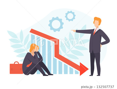 Man Character Get Fired from Work Vector Illustration 132507737