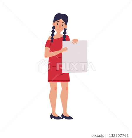 Woman Character with Empty Placard and Banner Vector Illustration Woman Character with Empty Placard and Banner Vector Illustration 132507762