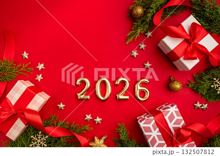 Christmas and Happy New background 132507812