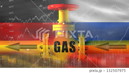Russian gas export pipeline to Germany. Gas exports from Russia to Germany on financial chart 132507975