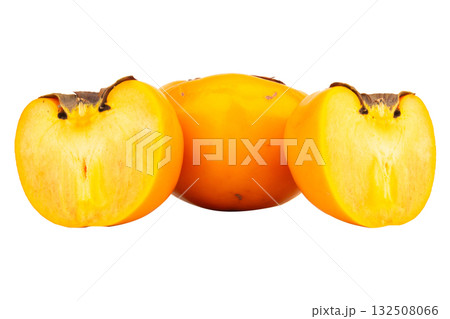 Fresh ripe plum cut in half isolated on white background Fresh ripe plum cut in half isolated on white background 132508066