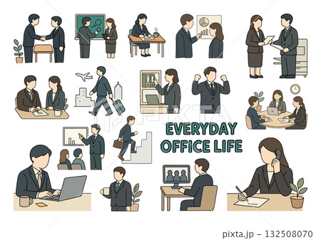 ビジネスシーンの人物アイコン集、 Business Scene People Icons  132508070