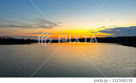 sunset over the lake 132508138