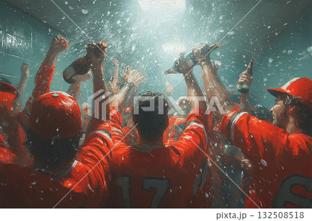 優勝を祝う勝利した野球選手たち 132508518