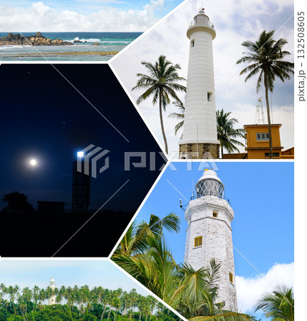 Lighthouse Montage: Sri Lankan Coastline Views Day and Night Lighthouse Montage: Sri Lankan Coastline Views Day and Night 132508605
