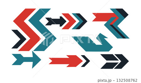 Colorful abstract arrows set in red blue and black for design and navigation vector illustration 132508762