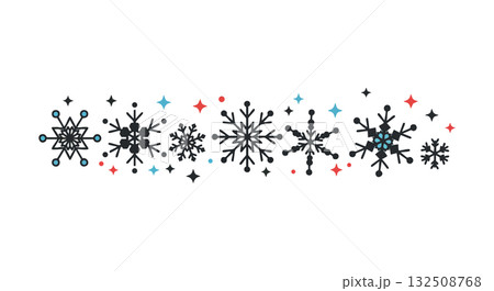 Snowflake Vector Set with Red and Blue Decorative Elements Winter Theme 132508768