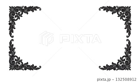 Black Ornate Victorian Style Decorative Frame Border Vector Illustration for Invitations and Cards 132508912