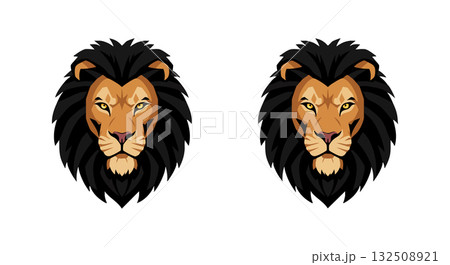 Lion head vector illustration with detailed mane and fierce expression Lion head vector illustration with detailed mane and fierce expression 132508921