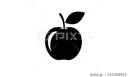 Apple fruit silhouette simple black vector icon with leaf and stem Apple fruit silhouette simple black vector icon with leaf and stem 132508922