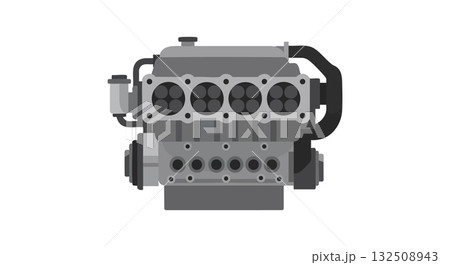 Car engine detailed vector illustration in grayscale mechanical part design Car engine detailed vector illustration in grayscale mechanical part design 132508943