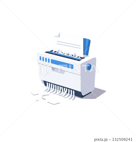Paper Shredder Machine Destroying Documents Office Equipment Vector Illustration 132509241