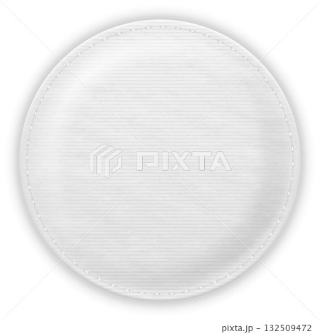 Cosmetic cotton pad disk, vector realistic white round pad with embossed line pattern on surface texture, soft skin care Cosmetic cotton pad disk, vector realistic white round pad with embossed line pattern on surface texture, soft skin care 132509472