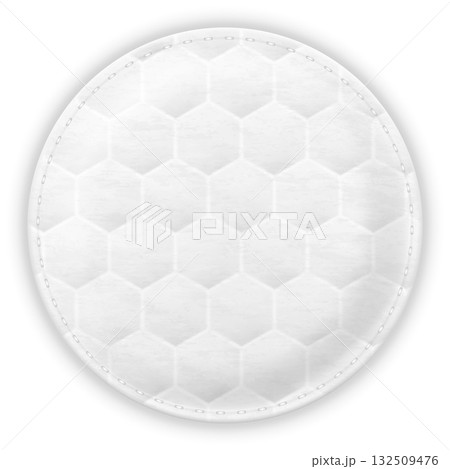 Cosmetic cotton pad disk, vector realistic white round pad with honeycomb pattern on the surface texture, soft skin care 132509476