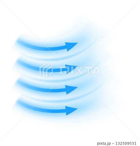 Curved cooling airflow arrows, blue, pointing right. 132509531