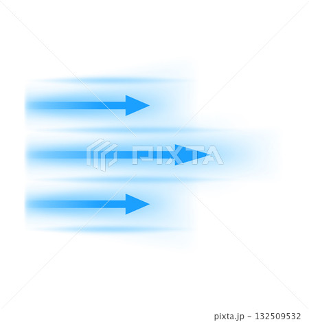 Air flow, vector straight blue arrows showing wind direction of air movement, cold fresh stream, blur air current motion 132509532